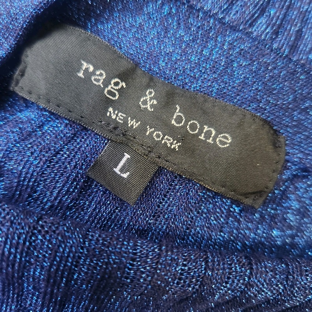Rag & Bone Women's Blue Metallic‎ Cardigan Sweater Size L Lightweight Knit - Picture 4 of 7